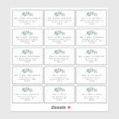 Eukalyptus Silver Foil Wedding Guest Address Label (Blatt)
