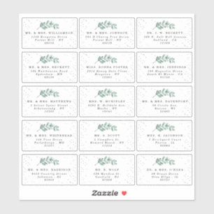 Eukalyptus Silver Foil Wedding Guest Address Label
