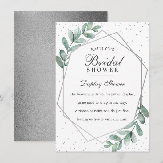 Eukalyptus Silver Geometrisches Brautparty Begleitkarte (Vorne/Hinten)