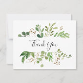 Eukalyptus Simple Brown Floral Flat Wedding Dankeskarte (Vorderseite)