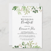 Eukalyptus Simple Brown Floral Wedding Breakfast Einladung (Vorderseite)