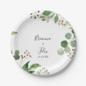 Eukalyptus Simple Brown Floral Wedding Cake Pappteller (Vorderseite)