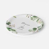 Eukalyptus Simple Brown Floral Wedding Cake Pappteller (Schrägansicht)