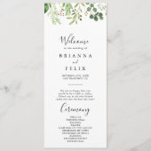 Eukalyptus Simple Brown Floral Wedding Program Programm (Vorderseite)