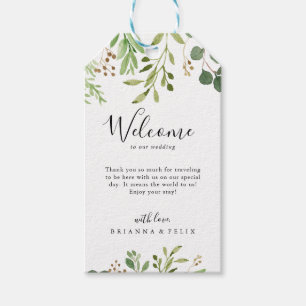 Eukalyptus Simple Brown Floral Wedding Willkommen Geschenkanhänger