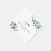 Eukalyptus Simple Elegant Couple Initials Wedding Serviette (Ecke)