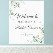 Eukalyptus Simple Floral Brautparty Welcome Leinwanddruck (Insitu (Holzboden))