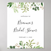 Eukalyptus Simple Floral Brautparty Welcome Poster (Vorne)