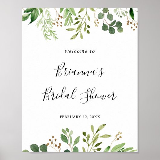 Eukalyptus Simple Floral Brautparty Welcome Poster (Vorne)
