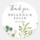 Eukalyptus Simple Floral Vielen Dank Gastgeschenk Runder Aufkleber (Vorderseite)