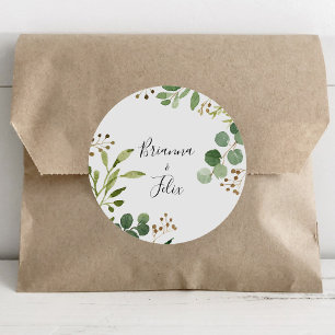 Eukalyptus Simple Floral Wedding Umschlag Aufklebe Runder Aufkleber
