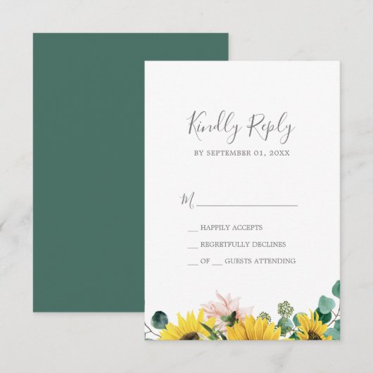 Eukalyptus Simple RSVP Card Karte (Vorne/Hinten)