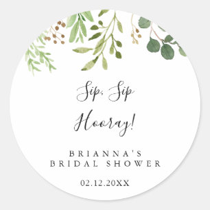 Eukalyptus Simple Sip Hooray Brautparty Runder Aufkleber