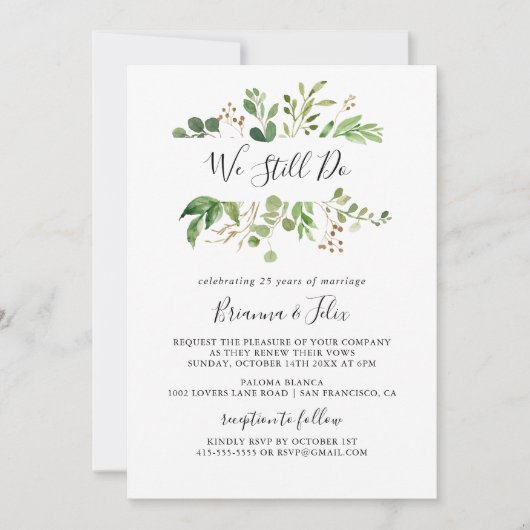 Eukalyptus Simple We Do noch Vow Erneuerung Einladung (Vorderseite)