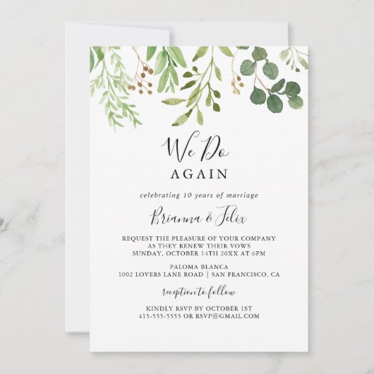 Eukalyptus Simple We Do Wieder Vow Renewal Einladung (Vorderseite)