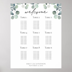 Eukalyptus-Sitzplan Hochzeitsplanung Begrüßungsübe Poster