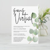 Eukalyptus-Skript für virtuelle Hochzeit Einladung (Stehend Vorderseite)