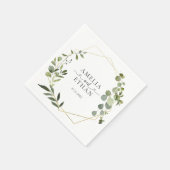 Eukalyptus-Skript-Herz-Hochzeit Serviette (Ecke)