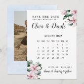 Eukalyptus-Skriptkalender-Foto Save the Date Einladung (Vorne/Hinten)