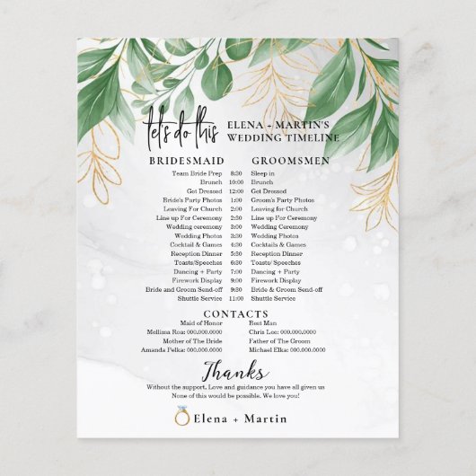 Eukalyptus + Skripttext Hochzeitstag (Rückseite)