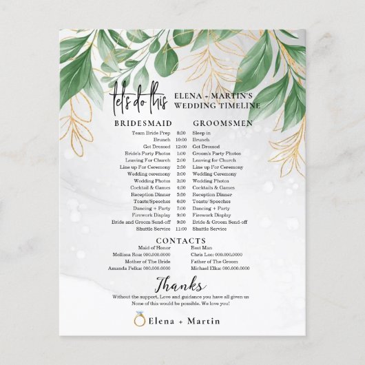 Eukalyptus + Skripttext Hochzeitstag (Vorderseite)