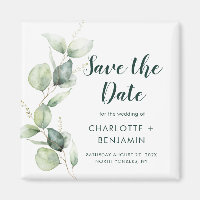 Eukalyptus-SkriptWedding mit Aquarellfarbe Datum s