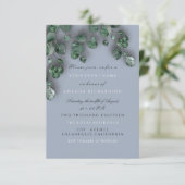 Eukalyptus Smoky Blauer Grünwald Rustikal Einladung (Stehend Vorderseite)