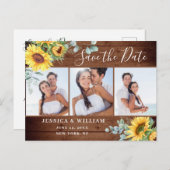 Eukalyptus Sonnenblume 3 FOTO Hochzeit Sichern Dat Ankündigungspostkarte (Vorne/Hinten)