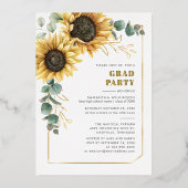 Eukalyptus-Sonnenblume Abschluss 2025 Party Folieneinladung (Vorderseite)