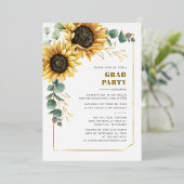 Eukalyptus-Sonnenblume Abschluss 2025 Party Folieneinladung (Stehend vorne)