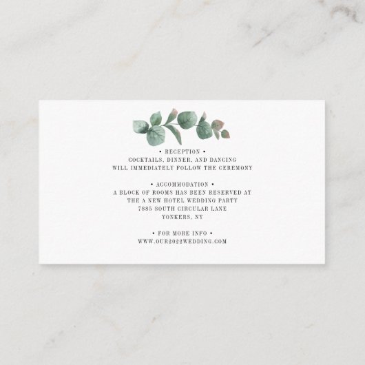 Eukalyptus-Sonnenblume-Blätter Hochzeit Begleitkarte (Rückseite)