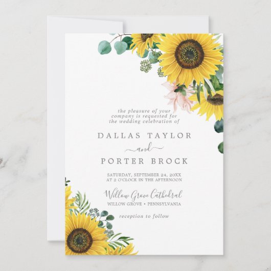 Eukalyptus-Sonnenblume Einladung (Vorderseite)