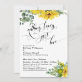 Eukalyptus-Sonnenblume Eleganter Typografie-Empfan Einladung (Vorderseite)