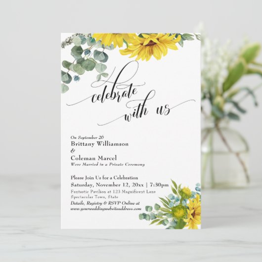 Eukalyptus-Sonnenblume feiert mit US-Empfang Einladung (Stehend Vorderseite)