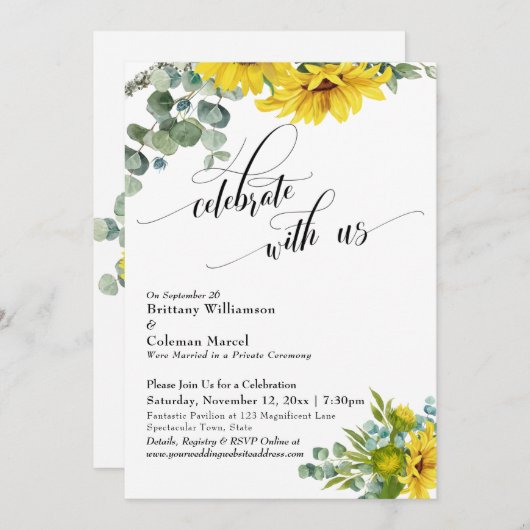 Eukalyptus-Sonnenblume feiert mit US-Empfang Einladung (Vorne/Hinten)