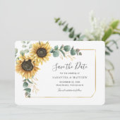Eukalyptus Sonnenblume Floral Geometrisch Save The Date (Stehend Vorderseite)