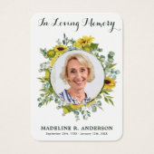 Eukalyptus-Sonnenblume Foto Beerdigungskarte (Vorderseite)