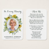 Eukalyptus-Sonnenblume Foto Beerdigungskarte (Vorne & Hinten)