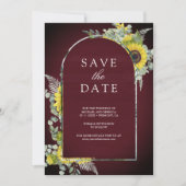Eukalyptus-Sonnenblume Foto Burgundy Wedding Save The Date (Vorderseite)