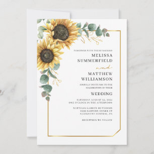 Eukalyptus Sonnenblume Geometrische Hochzeit Einladung