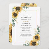 Eukalyptus-Sonnenblume Grüne Botanische Hochzeit Einladung (Vorne/Hinten)