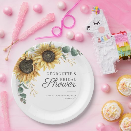 Eukalyptus-Sonnenblume Grüne Brautparty Pappteller (Party)