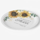 Eukalyptus-Sonnenblume Grüne Brautparty Pappteller (Schrägansicht)