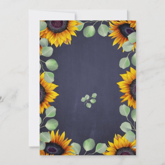 Eukalyptus-Sonnenblume Grüne Rustikale Hochzeit Einladung (Rückseite)