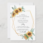 Eukalyptus-Sonnenblume Grüne Wasserfarbenhochzeit Einladung (Vorderseite)
