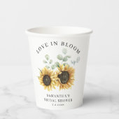 Eukalyptus-Sonnenblume-Liebe im Brautparty Bloom Pappbecher (Vorderseite)
