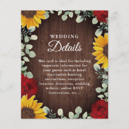 Eukalyptus-Sonnenblume Rote Rose Holz Hochzeitdeta