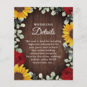 Eukalyptus-Sonnenblume Rote Rose Holz Hochzeitdeta (Vorderseite)