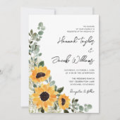 Eukalyptus-Sonnenblume Rustikales Foto Hochzeit Einladung (Vorderseite)