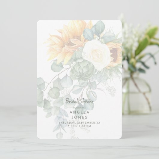 Eukalyptus Sonnenblume Toskanisches Brautparty abg Einladung (Stehend Vorderseite)